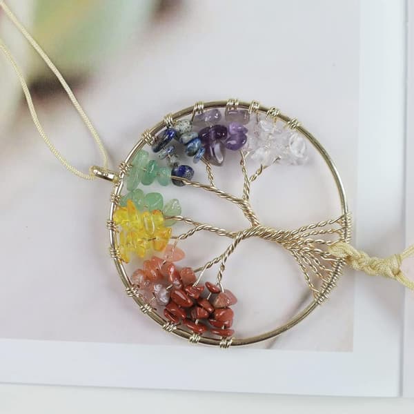 Livets Træ Chakra Sten Healing Krystaller Måne og Stjerne til Vægpynt Meditation Hængende Bilpynt Vinduespynt