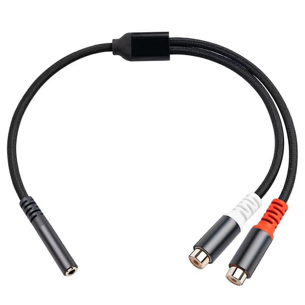 3,5 mm hun til 2 RCA hun stereo adapter lydkabel til mobiltelefon MP3-afspiller notebook