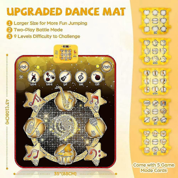 Dansematte, Dansespill Lekegave For 3-12 År Gamle Barn Jenter Gutter, Danseplate Med Trådløs Bluetooth, 9 Utfordringsmodus
