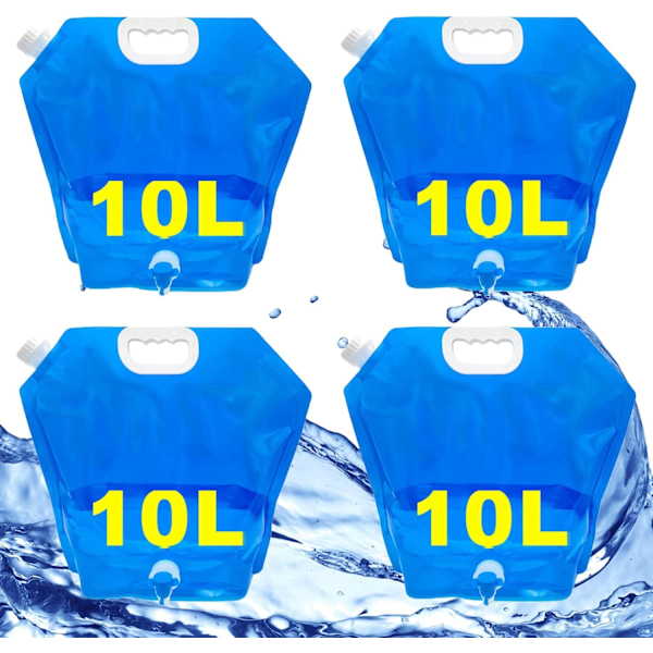 Vikbar vattenpåse 10 liter lämplig för nödsituationer, camping, BPA-fri