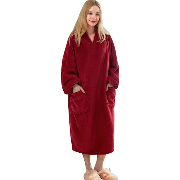Oversized Hettegenserteppe for Kvinner Ultra Plysj Komfortabel Brukbar Hette Giant Sweatshirt One Size TV-Teppe Frontlommer