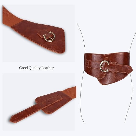 Damkläder Vintage Brett Elastiskt Stretch Midjebälte Med Interlock Spänne Krokodilpräglad Klassiskt Läderbälte camel