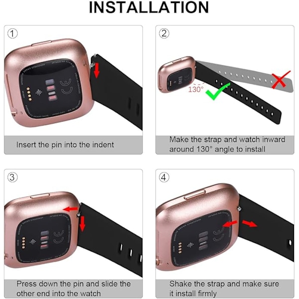 Kompatibel med Fitbit Versa Rem/Fitbit Versa 2 Rem, Blød Silikone Sports Udskiftningsrem til Fitbit Versa 2/Fitbit Versa Lite/Versa SE, 2-pak