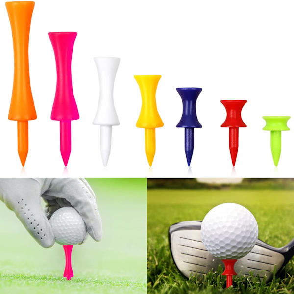 Golf Tees Plast, 70 st Blandade Storlekar, Hållbara Vinter Små Slott Tees i Flera Färger (25mm, 32mm, 39mm, 45mm, 51mm, 59mm, 70mm)