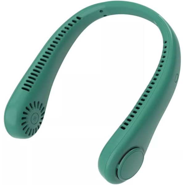 Halsventilator, bærbar håndfri bladløs mini-ventilator med 360° kølende luftstrøm, USB-genopladelig med 3 vindhastigheder Dark Green