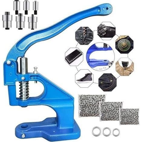 Professional eyelet press, rivet press, snap fastener press with 1500 eyelets (inner diameter 6 mm, 10 mm, 12 mm)