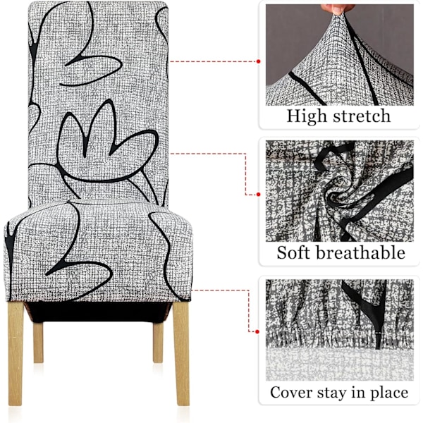 Stolsöverdrag XL Storlek Högryggad Stol Sittdyna Stretch Tryckt Blommig Stolöverdrag för Matrum Bankett Hotell Pack om 4