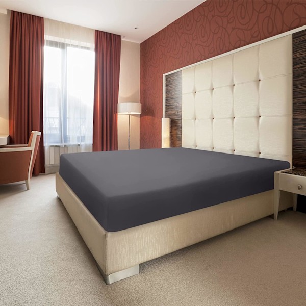 Utopia Bedding Resårlakan - Grå, 160 x 200 cm - 35 cm Djup för Tjock Madrass - Borstad Mikrofiber Polyester