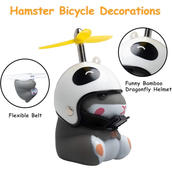 Pyöränkello valolla ja kypärällä - söpö eläinpyörän torvi, kojelaudan koristelelu moottoripyörän pyörän kellot kumikoristeet Panda helmet mouse