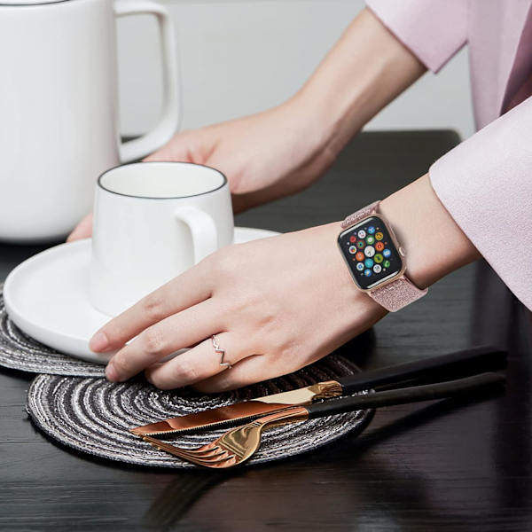 Joustava Nylon Bling -hihna Apple Watch -kellolle 38mm 40mm 41mm, säädettävä elastinen urheilullinen Solo Loop -hihna naisille ja miehille, 3 pakkausta 38/40/41mm