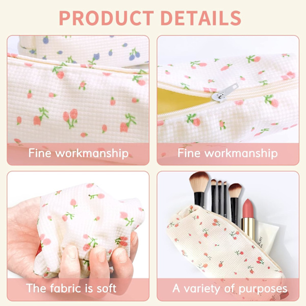 2-pack söta blommiga pennfodral, Kawaii estetiska pennfodral, pennfodral för kosmetika och smink