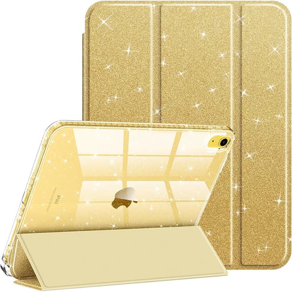 Etui til iPad A16 11. generation 11-tommer 2025, iPad 10. generation 10.9-tommer etui, stylus holder (guldgul)