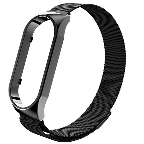Rem til Xiaomi Mi Band 5 og 6 Milanese Kæde Magnetisk Lås Sort