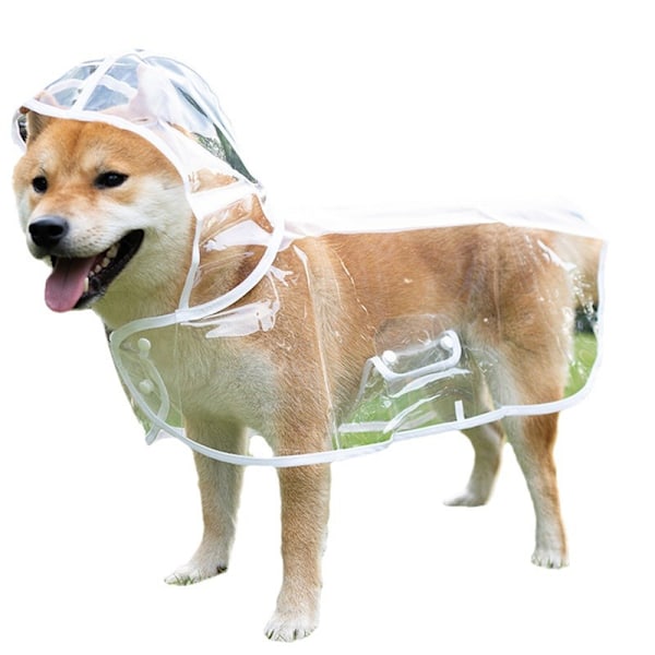 Husdjur Hund Valp PVC Vattentät Klar Transparent Regnrock Jacka Med Huva I XL rygglängd 36cm (rekommenderas 15-22 katties) XL