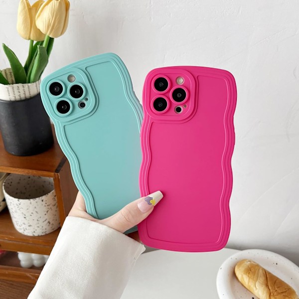 Skal till iPhone 13 Pro Max, Enfärgad Krullig Vågdesign Mjukt Kompatibelt med iPhone Skal (iPhone 13 Pro Max) rose red