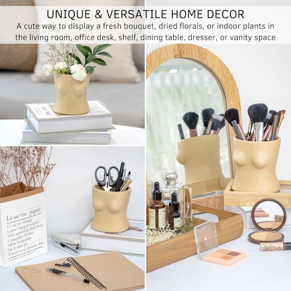 Kvindelig Kropsvase, Blomstervase med Drænhuller, Kvindelige Brystformede Vaser, Boho Indretning, Keramisk Vase, Menneskelig Blomst Kvindelig Krop