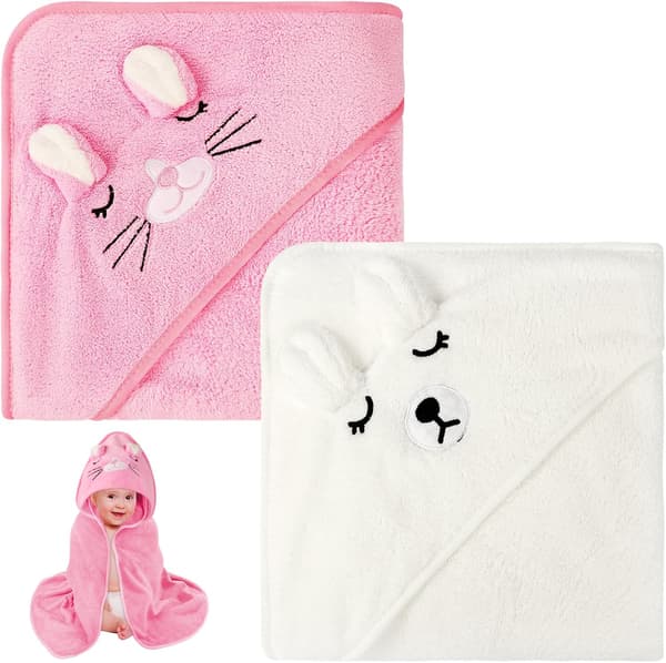 2-delt sæt: Meget absorberende babybadekåbe/svøb – 80 x 80 cm Premium Koralfleece