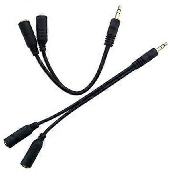 Helt nyt 3,5 mm han til 2 hun lydsplitter adapterkabel