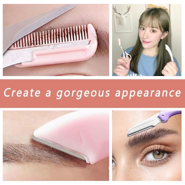 4-pack ögonbrynsrakset, ögonbrynsrakhyvel, ögonbrynstrimmerset, Dermaplaning-blad för ansiktet, ansiktsrakhyvlar ögonbrynsrakhyvel