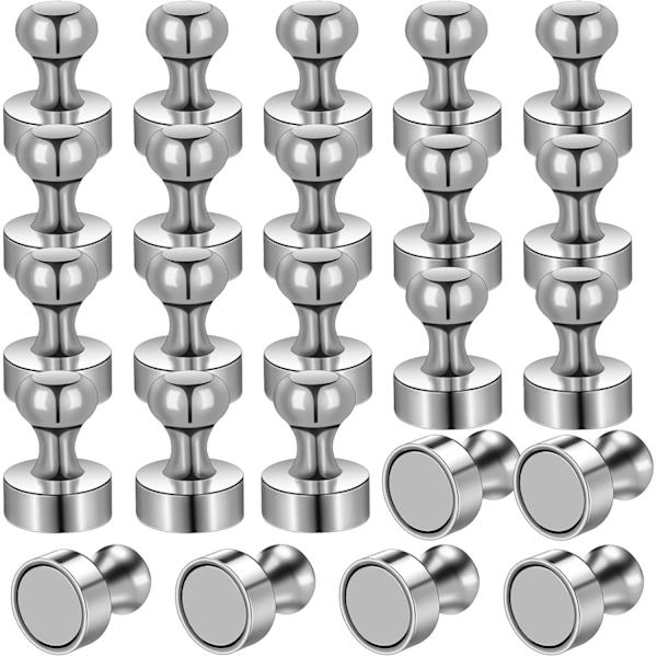 24 kpl Neodyymimagneetteja, hopeanvärisiä pyöreitä jääkaappimagneetteja, 12 x 16 mm, vahvat magneettiset nastat valkotaululle, toimistoon, jääkaappiin