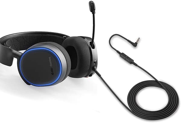 2-i-1 erstatningslydkabel kompatibelt med Steelseries Arctis 3, Arctis 5, Arctis 7, Arctis Pro