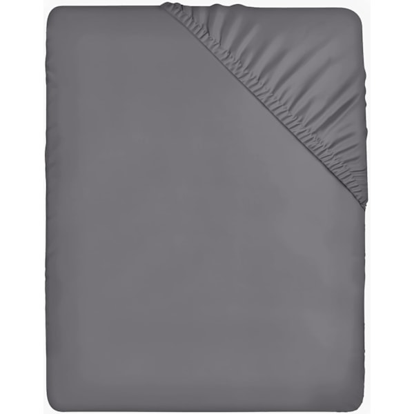 Utopia Bedding Resårlakan - Grå, 160 x 200 cm - 35 cm Djup för Tjock Madrass - Borstad Mikrofiber Polyester