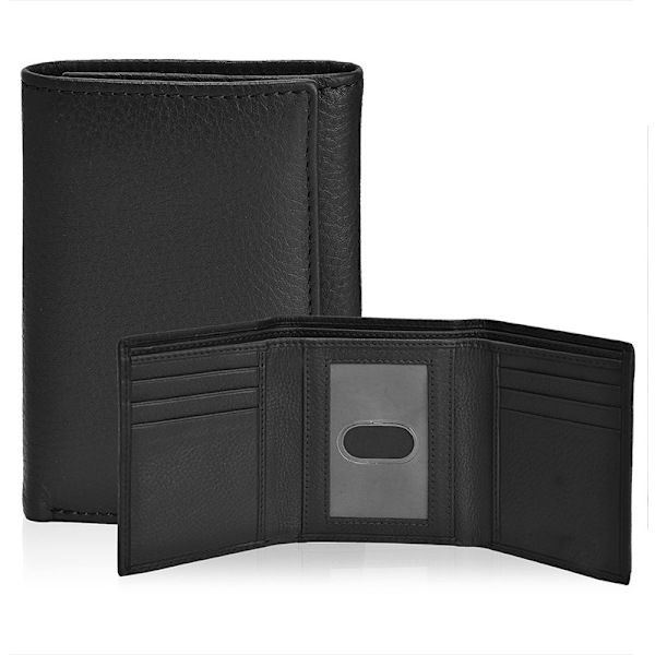 Äkta Läder Trifold Plånbok för Män - RFID Plånböcker Slim 9 Kreditkortsfack 2 ID-fack Present till Män