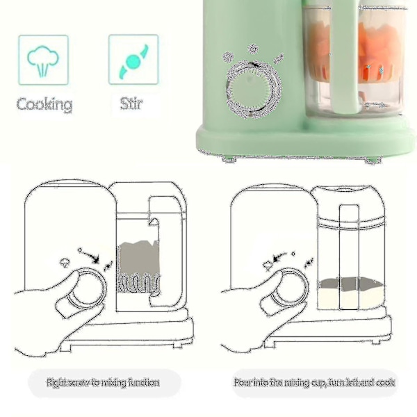 Babymatmaker, Pureématmaskin, Dampkoking og Mikser, Oppvarmer, Alt-i-ett Automatisk Matlaging, Automatisk