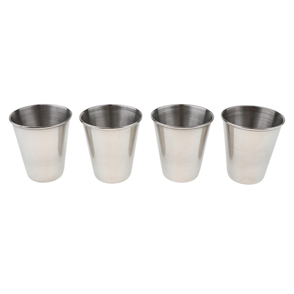 4 stk. rustfri stålkopper til børn og voksne, stabelbare metalkopper, lette at bære, 70 ml