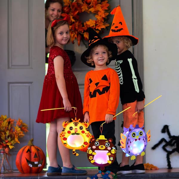 3-delt dyrelanterne-sæt: Ugle, tiger, bjørn DIY lanterne-sæt til Halloween, Mortensaften, jul