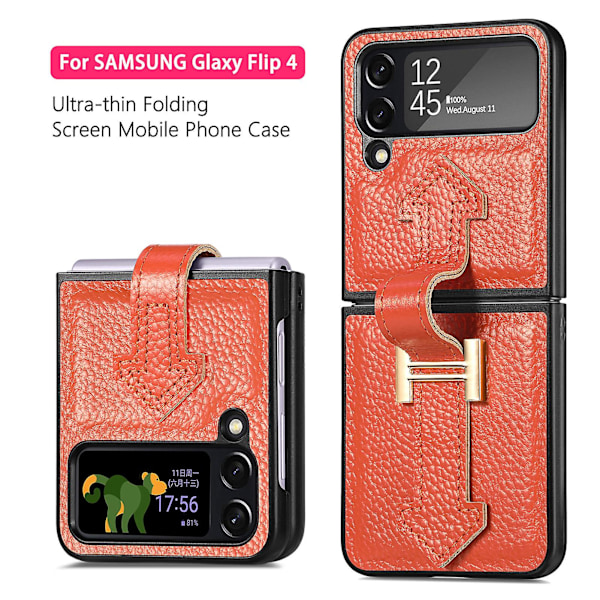Aitoa nahkaa oleva suojakotelo, yhteensopiva Galaxy Z Flip4 5g:n kanssa