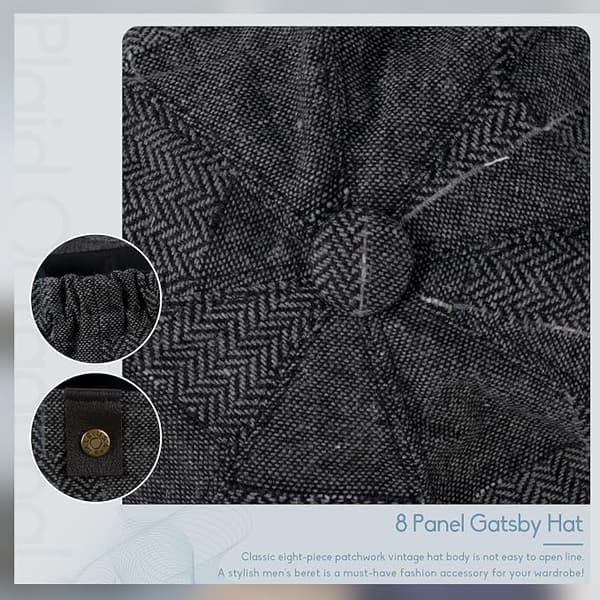 8-panel Tweed Newsboy Cap Flat Cap - Mote Flat Cap Golf Cap - Cap Beret Baker Boy Hat For Menn Og Kvinner Dark gray