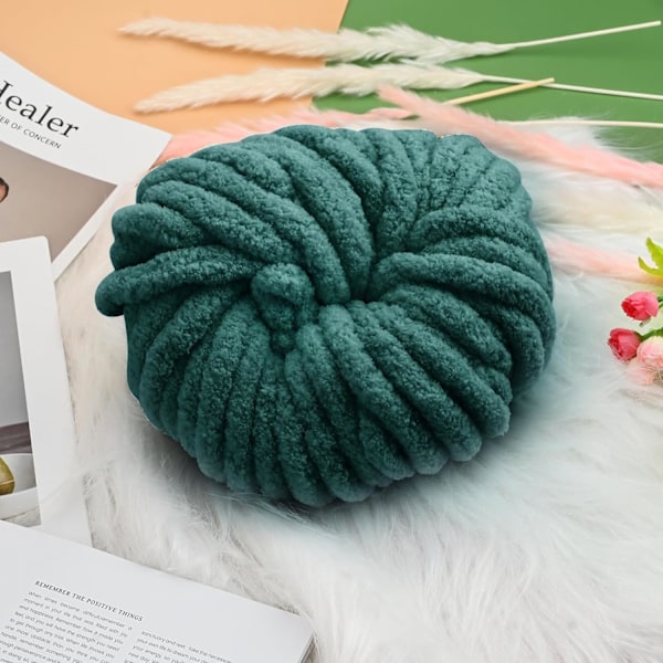 Kraftig Uldgarn 250g × 2, Strikkegarn Groft Garn Flerfarvet Strikkegarn, til Garnprojekter dark green