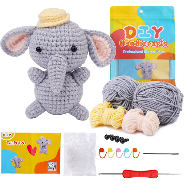 Virka Kit för Nybörjare, Virknål, Polyesterfiber, Garn, Steg-för-steg Instruktionsvideo