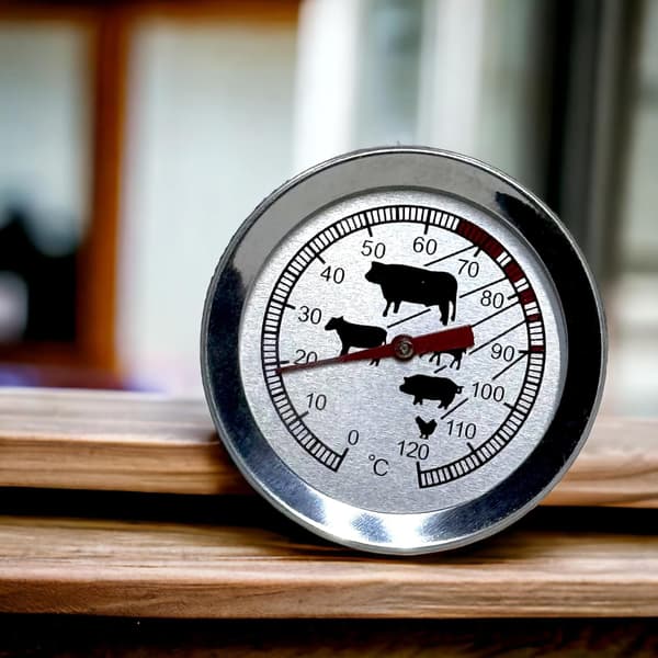 Analogt Grilltermometer, Ovn- eller Grilltermometer i Rustfritt Stål (Pekerlengde 10,5 cm)