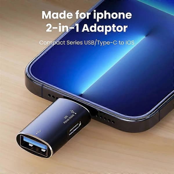 JS-103 iPhone iPad -liittimelle 7-nastainen uros USB+Type-C naaras OTG-sovitin - Hopea