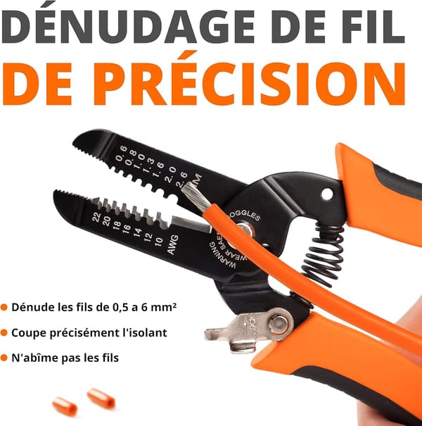 Wire Stripper og Cutter - Afisoleringsværktøj til massive og flertrådede ledninger 22-10 AWG