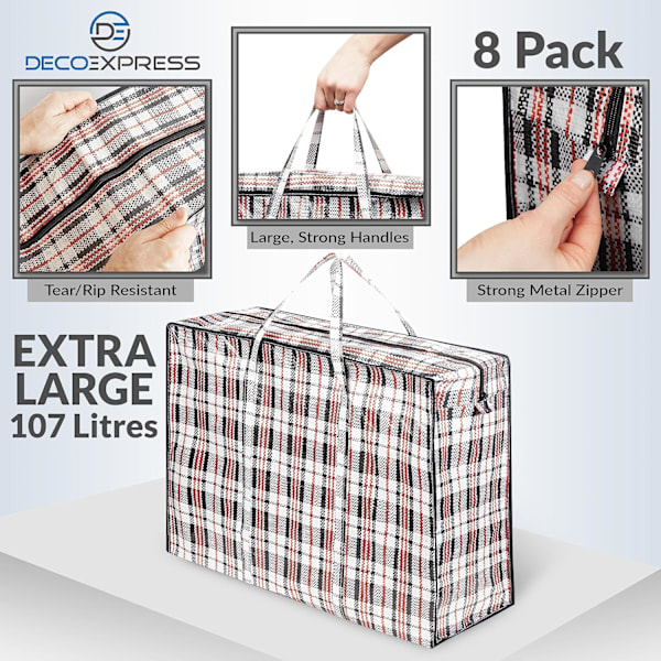 Stor Jumbo Taske Opbevaringspose Tøjopbevaring Flytning - Multipack (Pakke med 8 80*60*25)