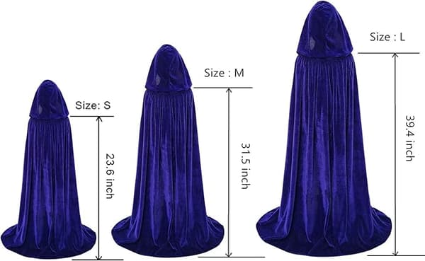 Fløyelskappe for barn med hette for Halloween- og julekostymer blue M