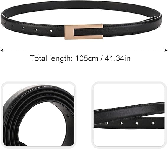 Damebælte Klassisk Læderbælte Elegant Tynde Bælter Simpelt Bælte Justerbart Bælte til Jeans Bukser 105cm