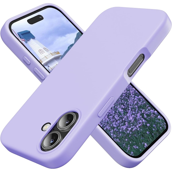Silikonikuori Yhteensopiva iPhone 16 Kuoren Kanssa, Pehmeä Erittäin Ohut Suojaava Iskunkestävä Nestemäinen Silikonipuhelinkuori, 6.1\" Lila