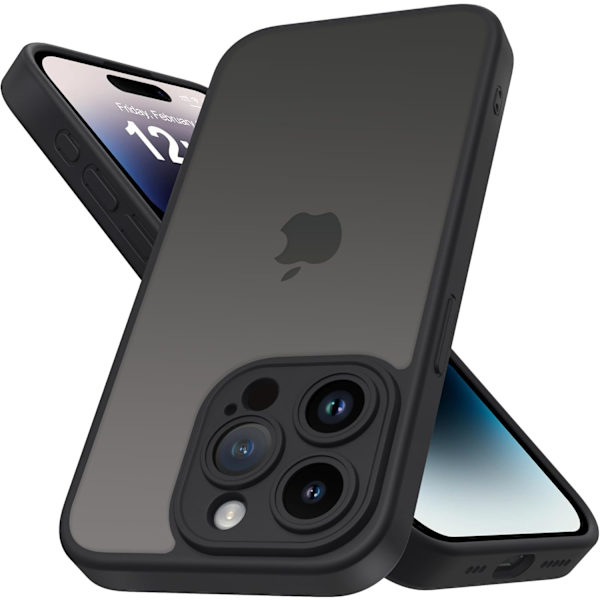 iPhone 14 Pro Skal med Fullständigt Kameraskydd, Anti-Fingeravtryck Matt Baksida 6,1 tum - Svart