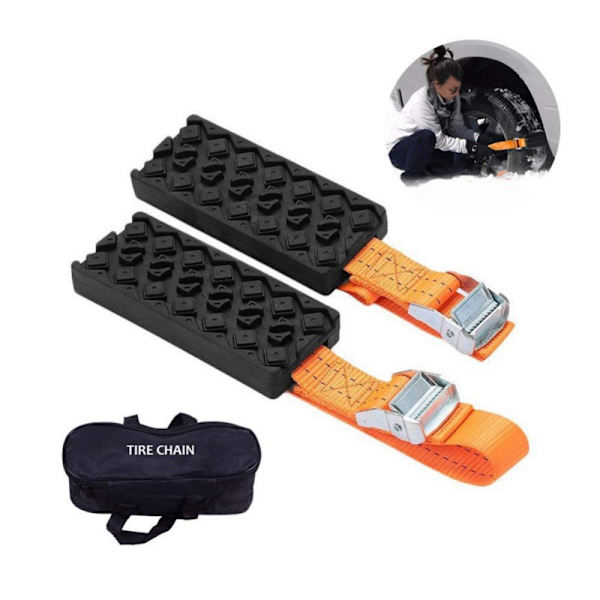 2 STK Gjenbrukbare Anti-Snø Kjettinger for Bil, Bil Nødhjelp, Sand, Mudder, Snø Dekkstige for Bil SUV Pickup Trucks