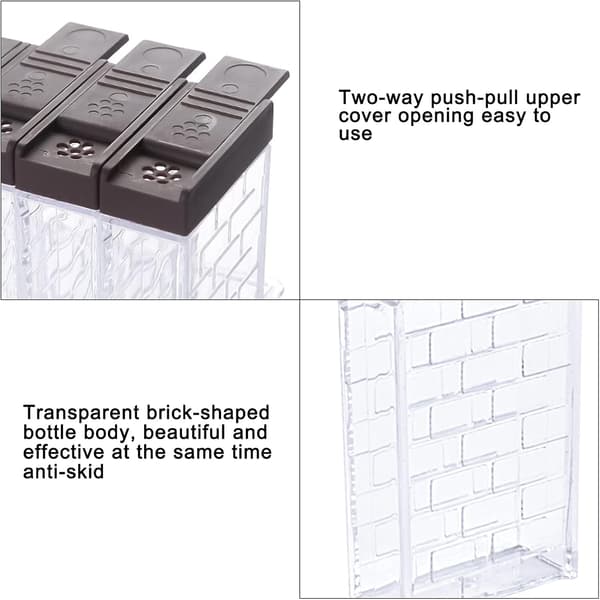6 Delar Transparent Kryddbox Plast Kryddburkar med Bricka och Dubbelt Öppningsbart Lock Camping Kryddbox för Kök Grill