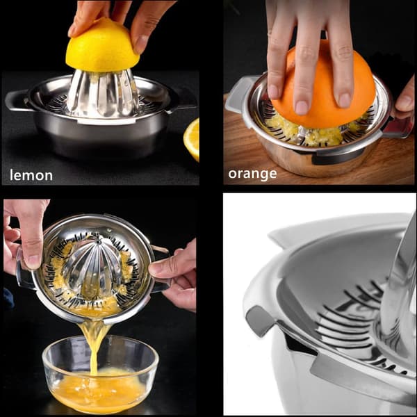Manuell sitruspresse i rustfritt stål, solid sitronpresse for appelsiner og grapefrukt, tåler oppvaskmaskin