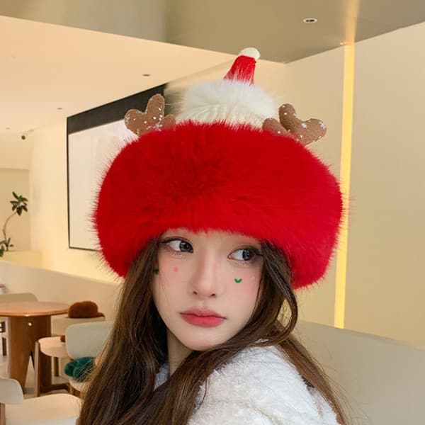 Ullhatt snöhatt julhatt med pompom mössa för kvinnor stickad mössa termisk mössa julhattar snöhatt ullhatt varm mössa garn