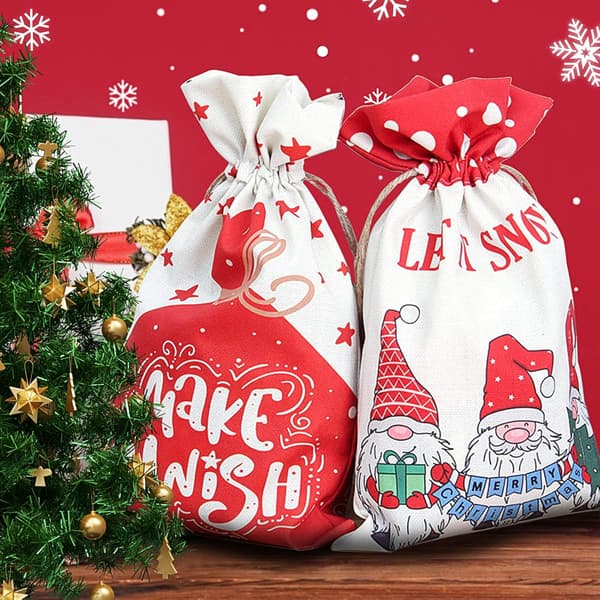 Stora julklappspåsar, 2-pack jultomtesäckar säckvävspåsar, julfesttillbehör