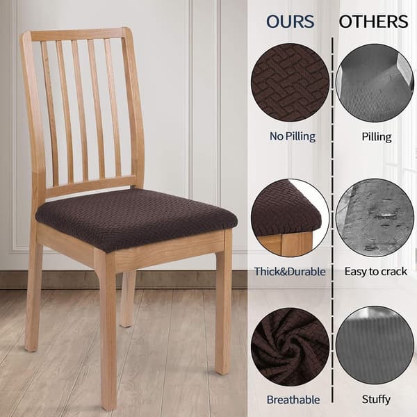 Stolsöverdrag, Set om 2, Stretch Stolsöverdrag, Stolsöverdrag för Matstolar, Tvättsbara Stolsöverdrag Dark brown