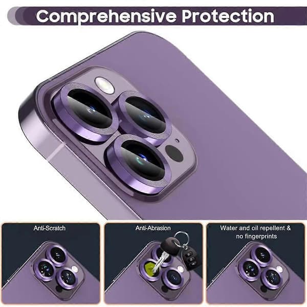 För iPhone 16 Pro Max/16 Pro Kameralinsskydd Metall CD Textur Härdat Glas Linsfilm