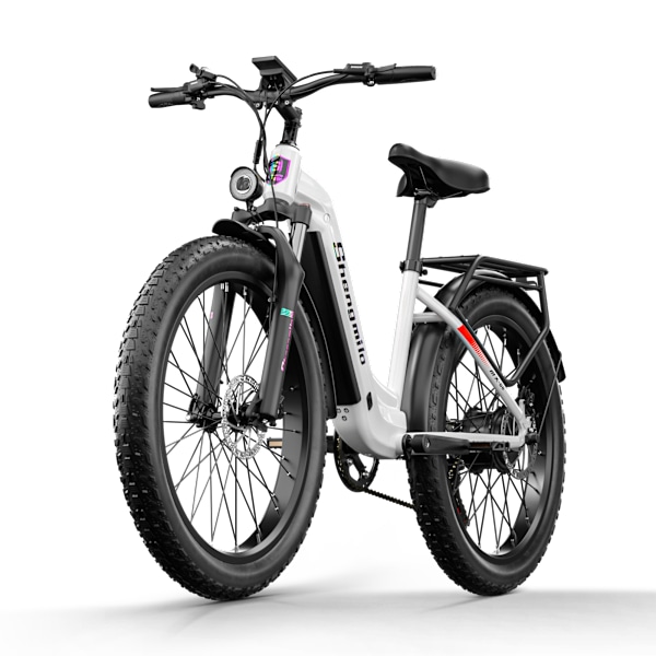 Shengmilo MX06 Elcykelhastighet för vuxna 42KM/H 1000W Motor 17,5AH Samsung Batteri Dual Skivbroms, Vit Vit